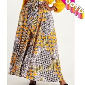 NWT Ashley Stewart Belted Geo Button Maxi Skirt Size 4X